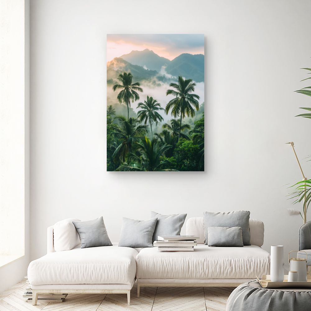 Toile "Paysage tropical brumeux"