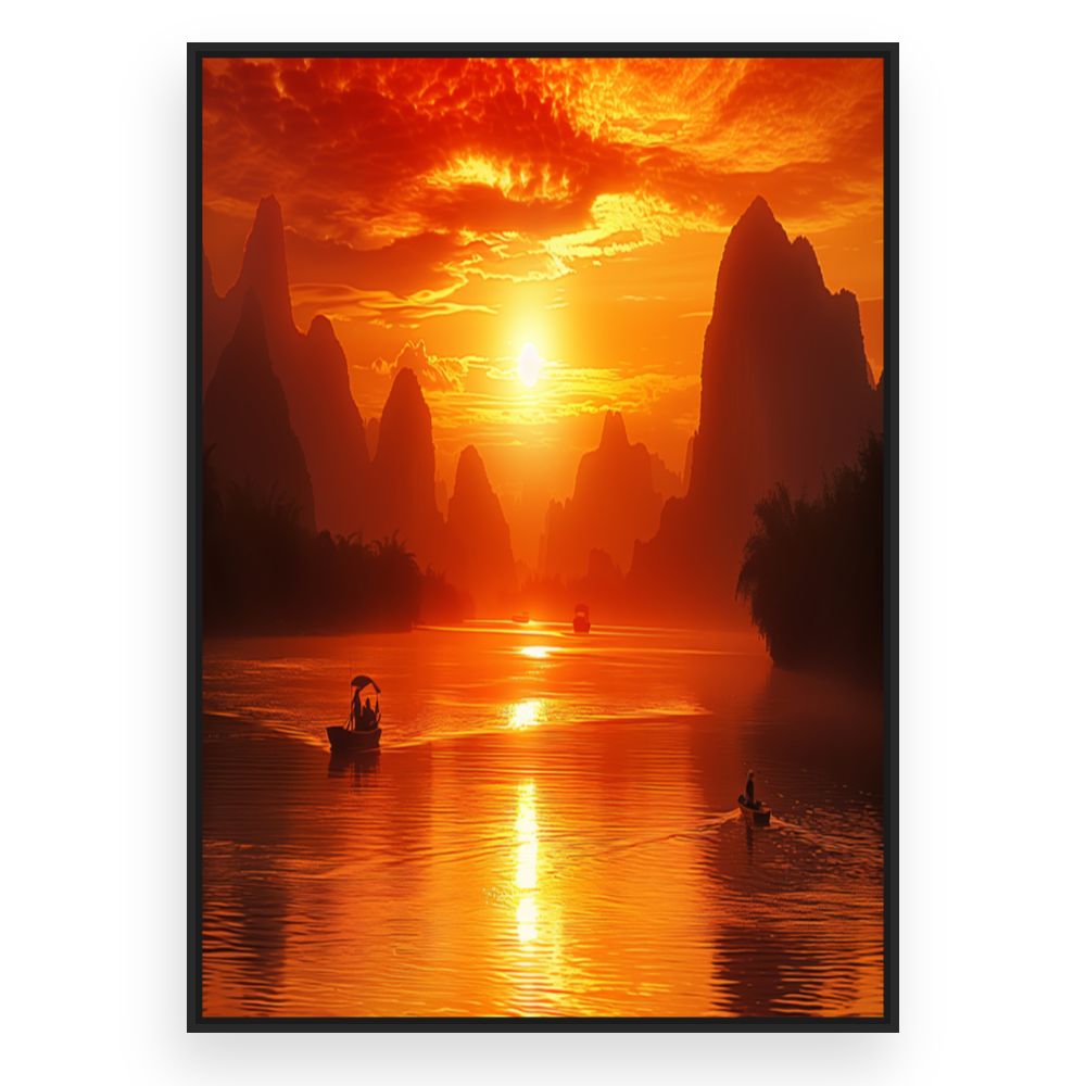 Toile Coucher de soleil enchanteur – toile cadre noir (slide 3)