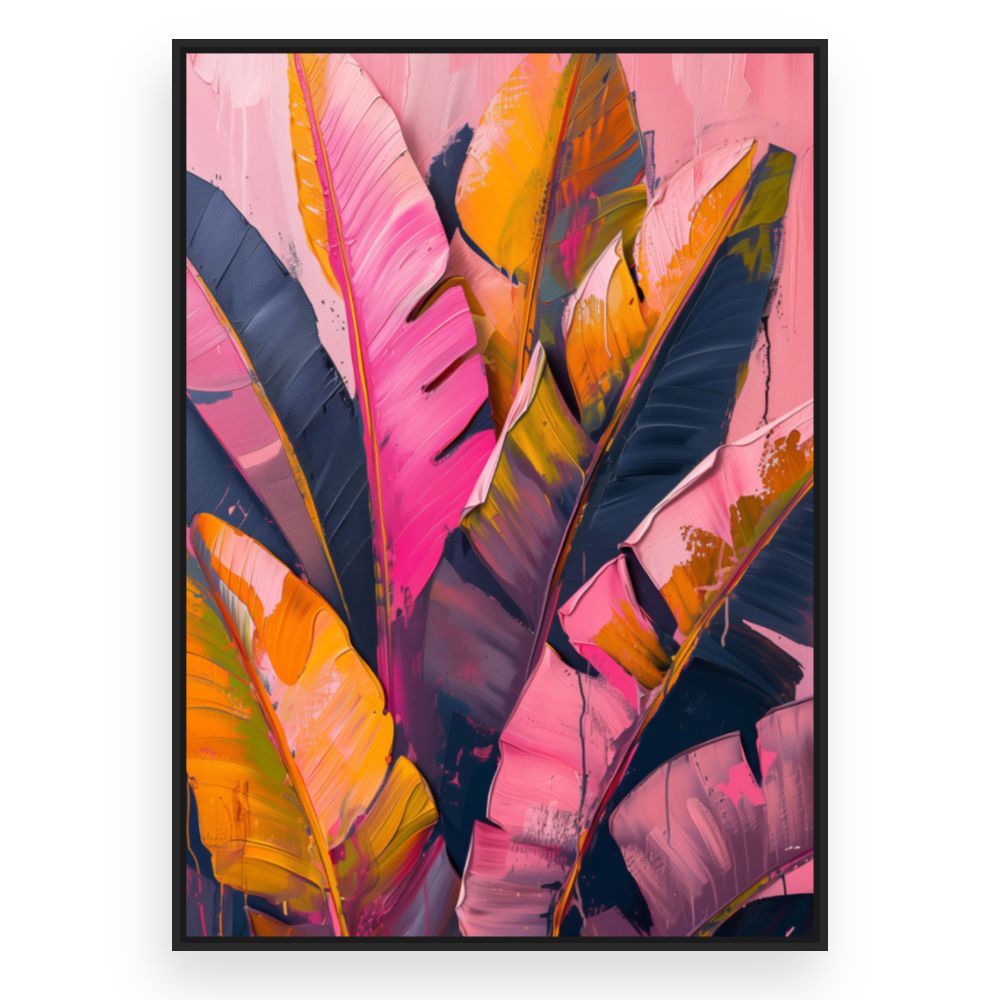 Toile Feuilles tropicales éclatantes – toile cadre noir (slide 3)