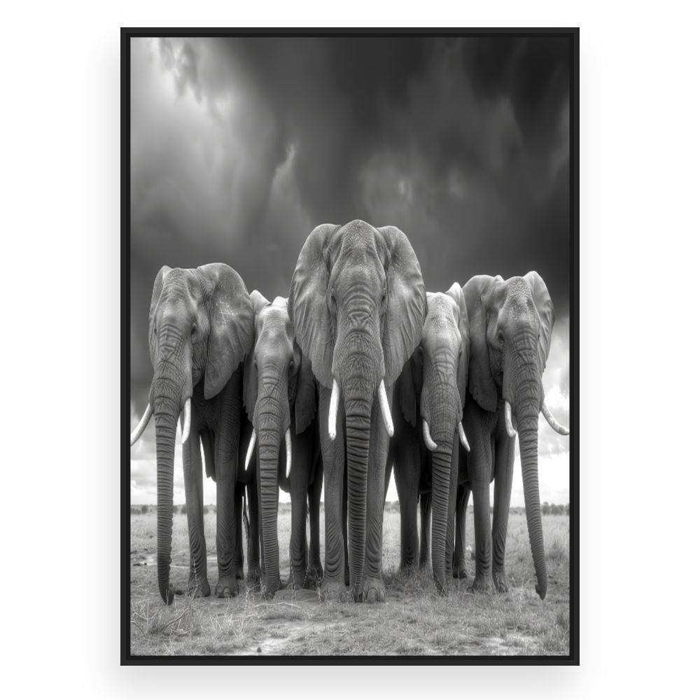 Toile Éléphants majestueux – toile cadre noir (slide 3)