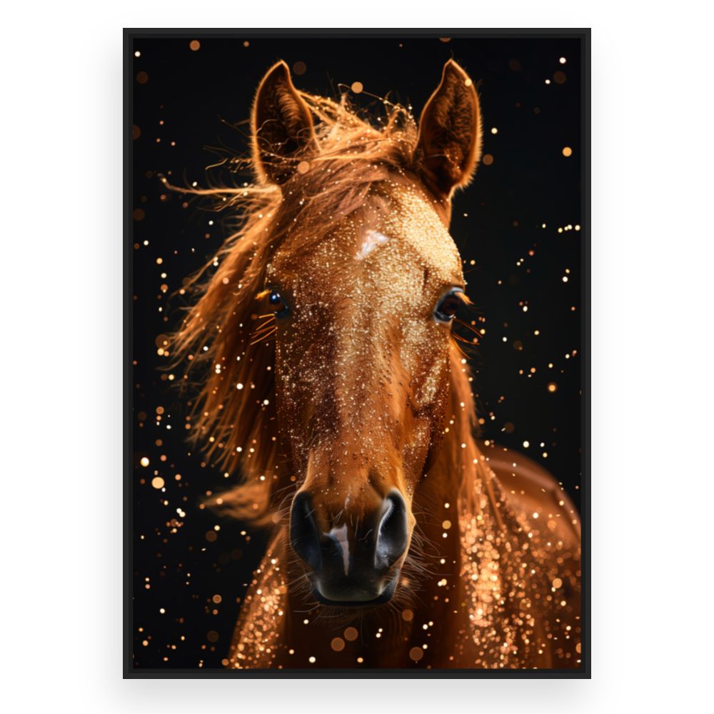 Toile Cheval scintillant – toile cadre noir (slide 3)