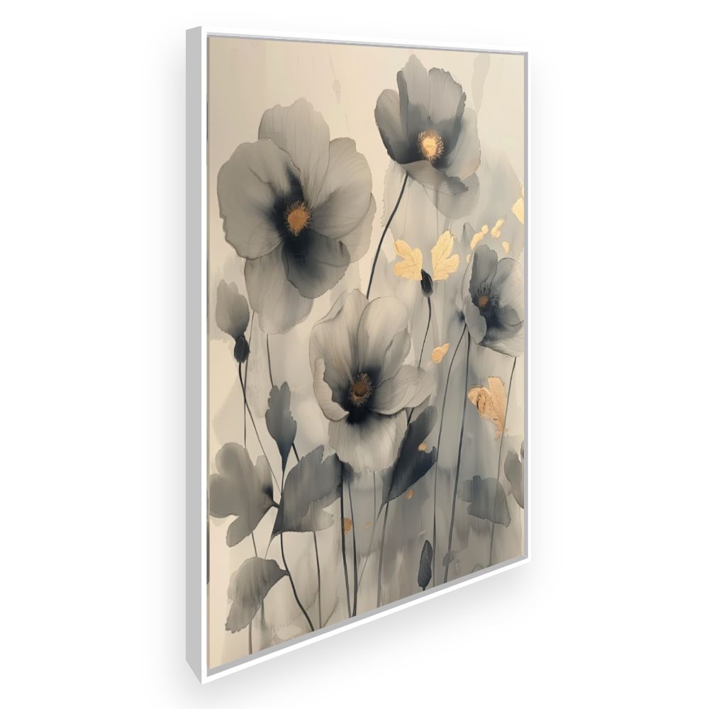 Toile Fleurs élégantes – toile cadre blanc (slide 2)