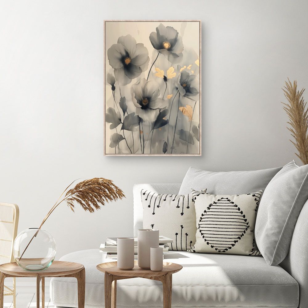 Toile Fleurs élégantes – toile cadre naturel (slide 1, 60×90)