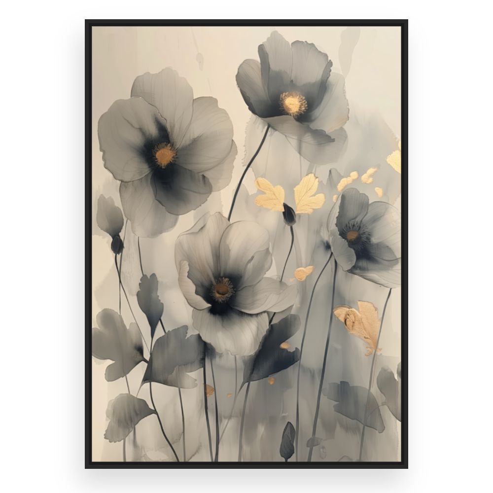 Toile Fleurs élégantes – toile cadre noir (slide 3)