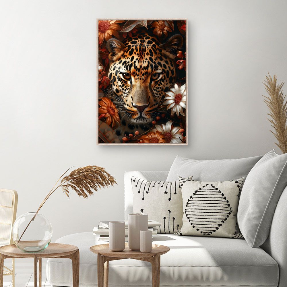 Toile Jaguar floral – toile cadre naturel (slide 1, 60×90)