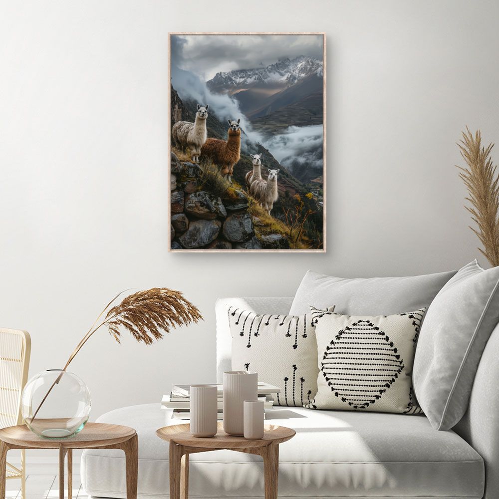 Toile Lamas majestueux – toile cadre naturel (slide 1, 60×90)