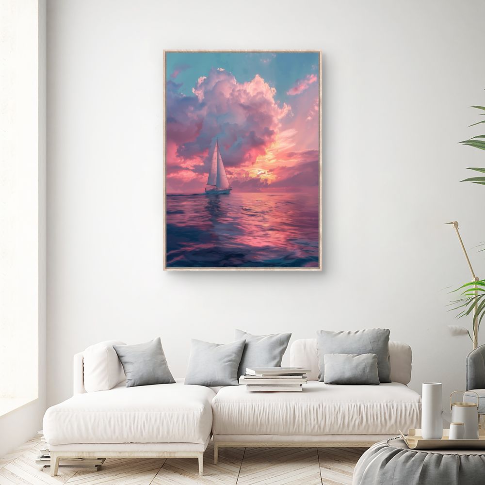 Toile "Coucher de soleil marin"