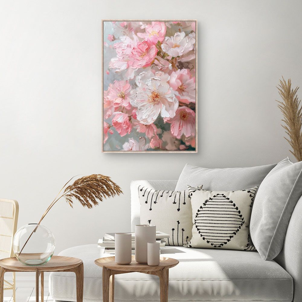 Toile Fleurs délicates – toile cadre naturel (slide 1, 60×90)