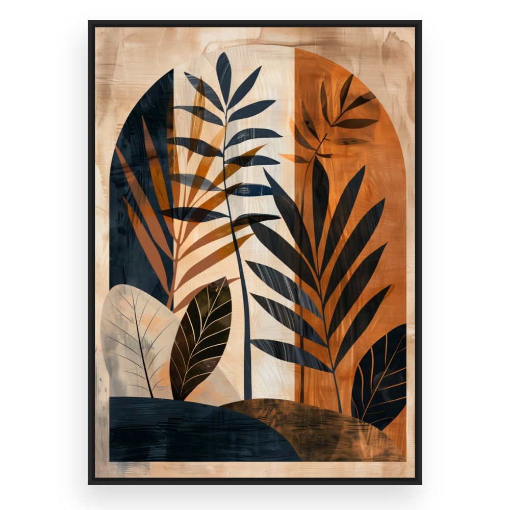 Toile Feuilles artistiques modernes – toile cadre noir (slide 3)