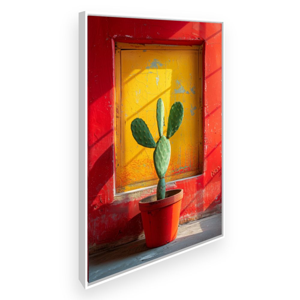 Toile Cactus vibrant – toile cadre blanc (slide 2)