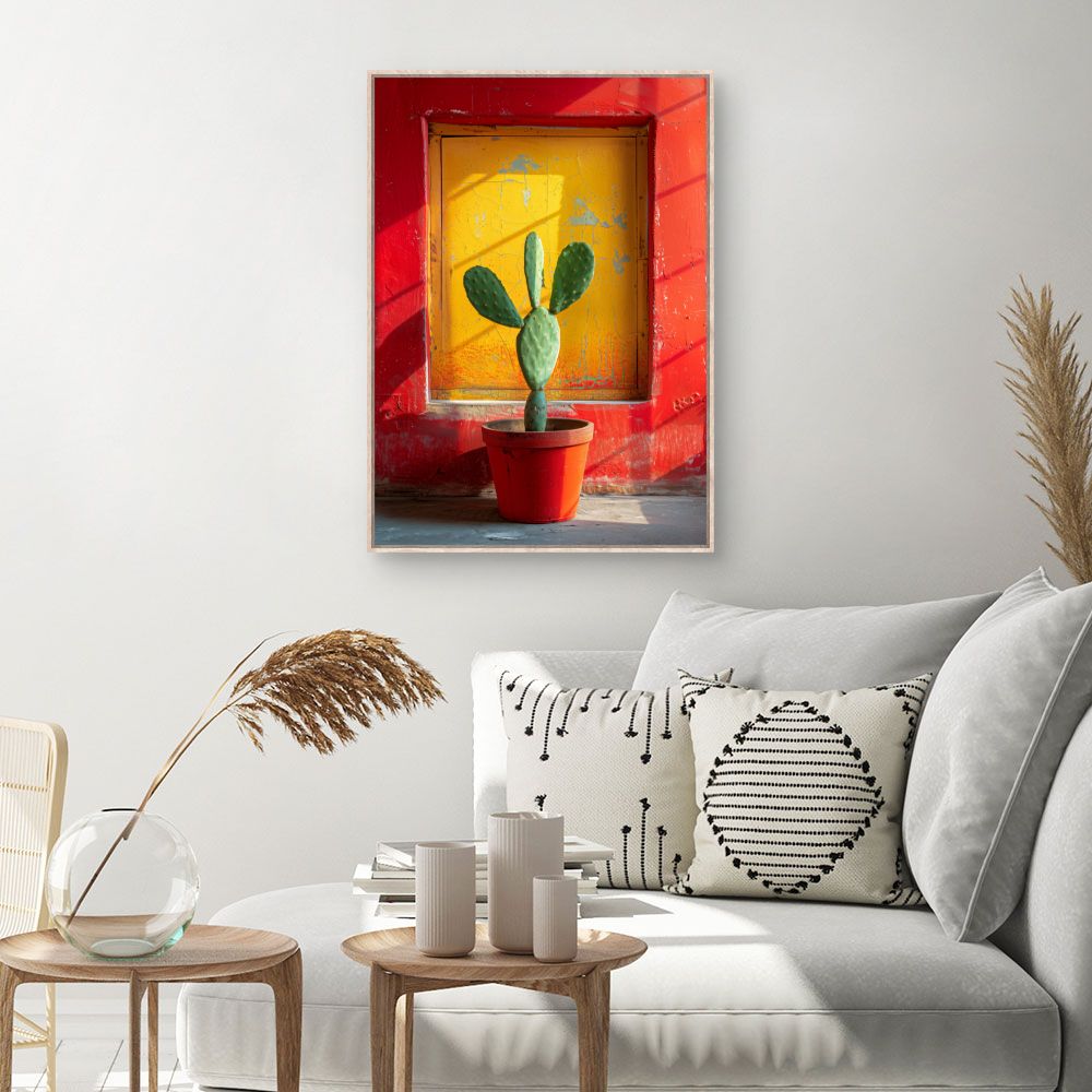 Toile Cactus vibrant – toile cadre naturel (slide 1, 60×90)