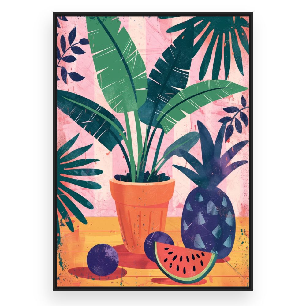 Toile Jardin tropical vibrant – toile cadre noir (slide 3)