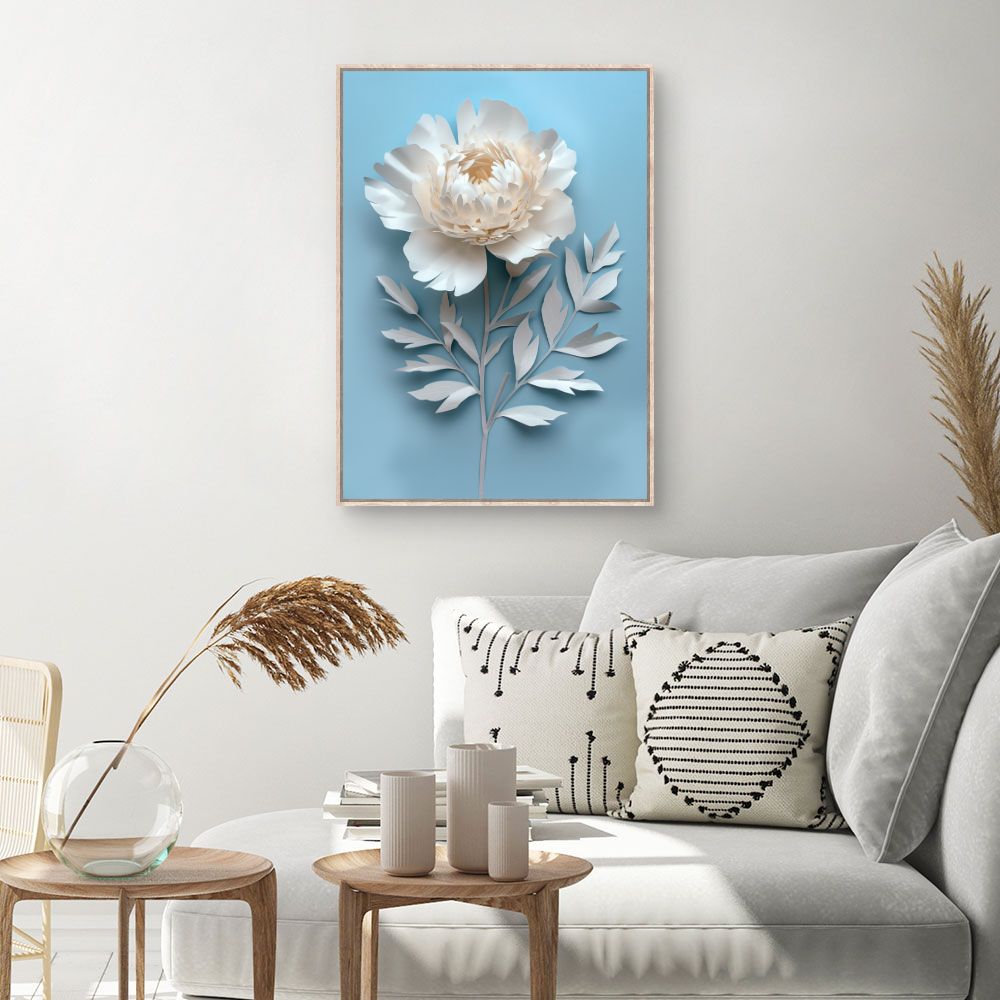 Toile Fleur en papier – toile cadre naturel (slide 1, 60×90)