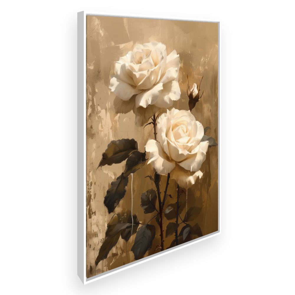 Toile Roses élégantes – toile cadre blanc (slide 2)