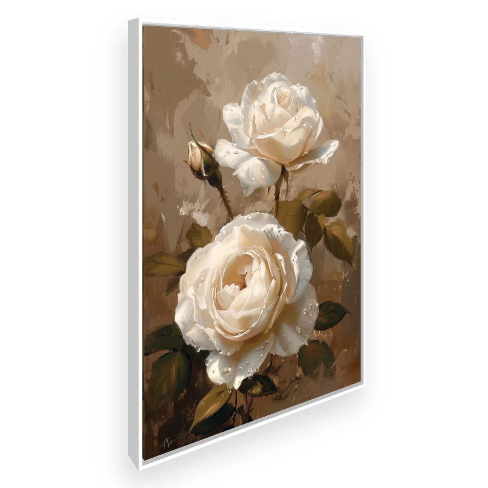 Toile Élégantes roses perlées – toile cadre blanc (slide 2)