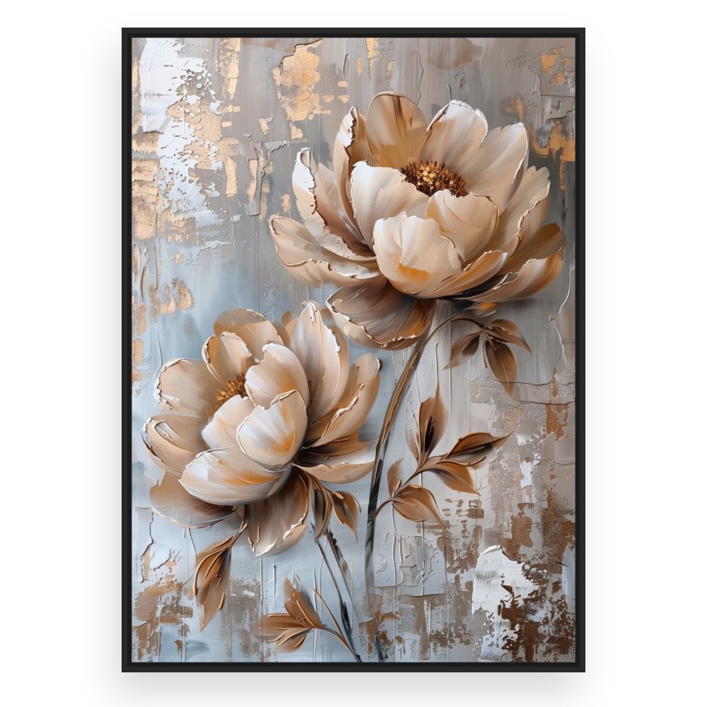 Toile Fleurs élégantes – toile cadre noir (slide 3)