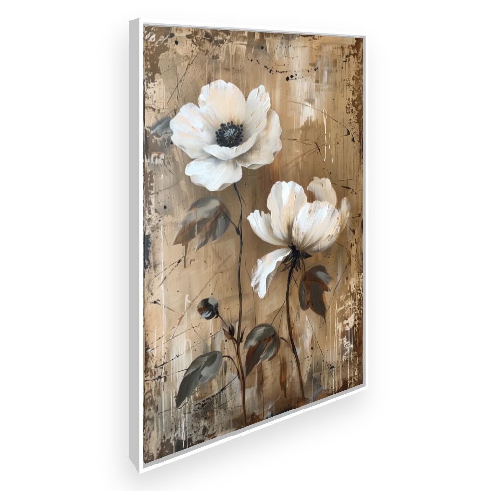 Toile Fleurs élégantes – toile cadre blanc (slide 2)