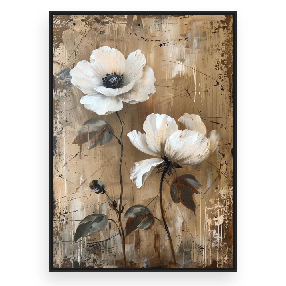 Toile Fleurs élégantes – toile cadre noir (slide 3)