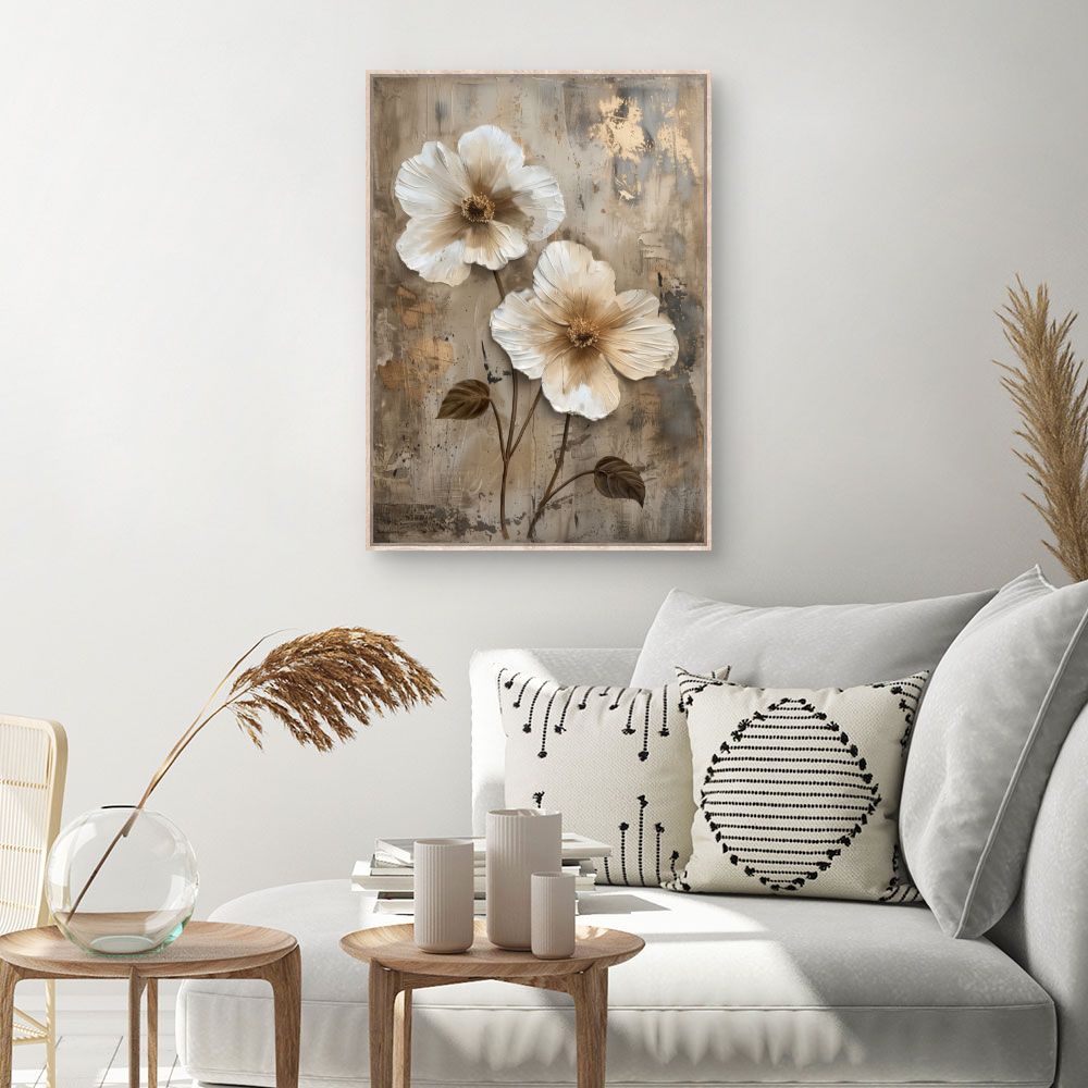 Toile Fleurs élégantes – toile cadre naturel (slide 1, 60×90)