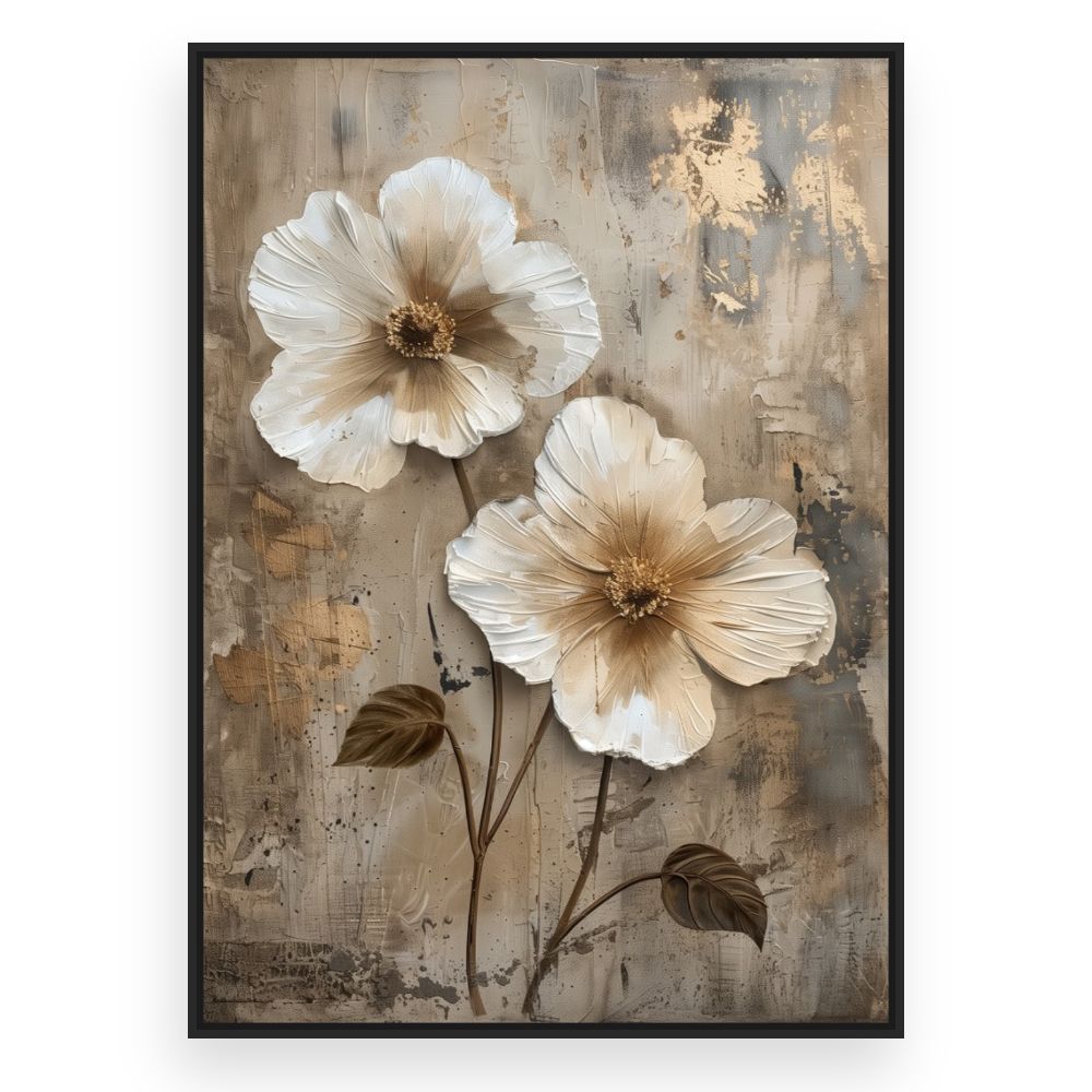 Toile Fleurs élégantes – toile cadre noir (slide 3)