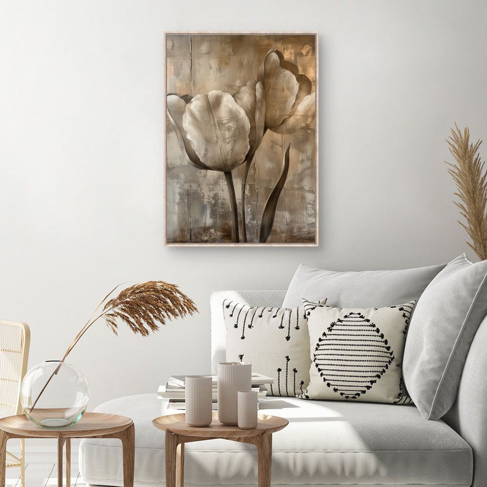 Toile Tulipes élégantes – toile cadre naturel (slide 1, 60×90)