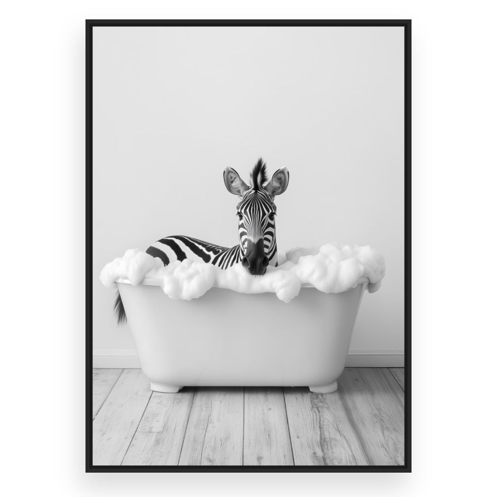 Toile Zèbre dans baignoire – toile cadre noir (slide 3)