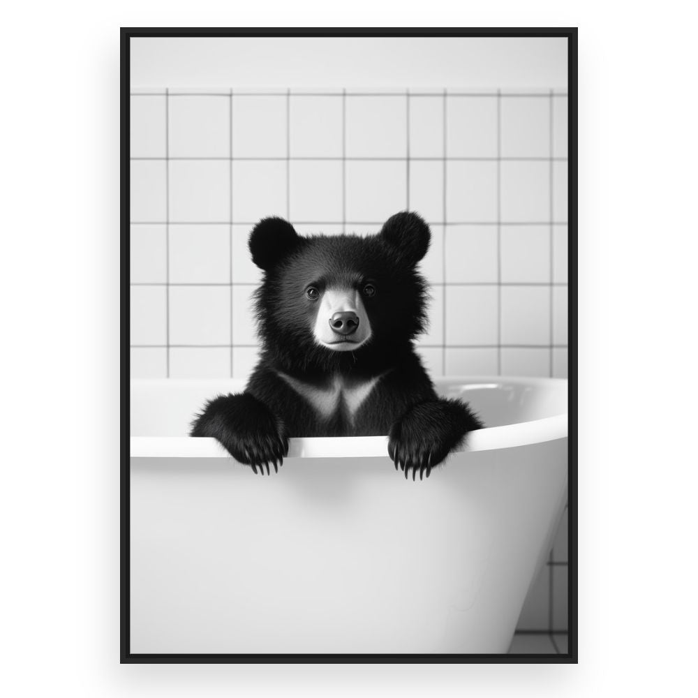 Toile Ours dans baignoire – toile cadre noir (slide 3)