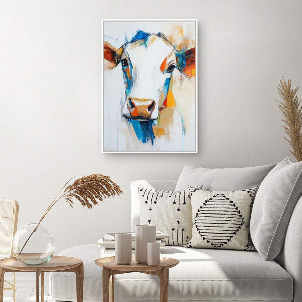 Toile "Portrait vache coloré"