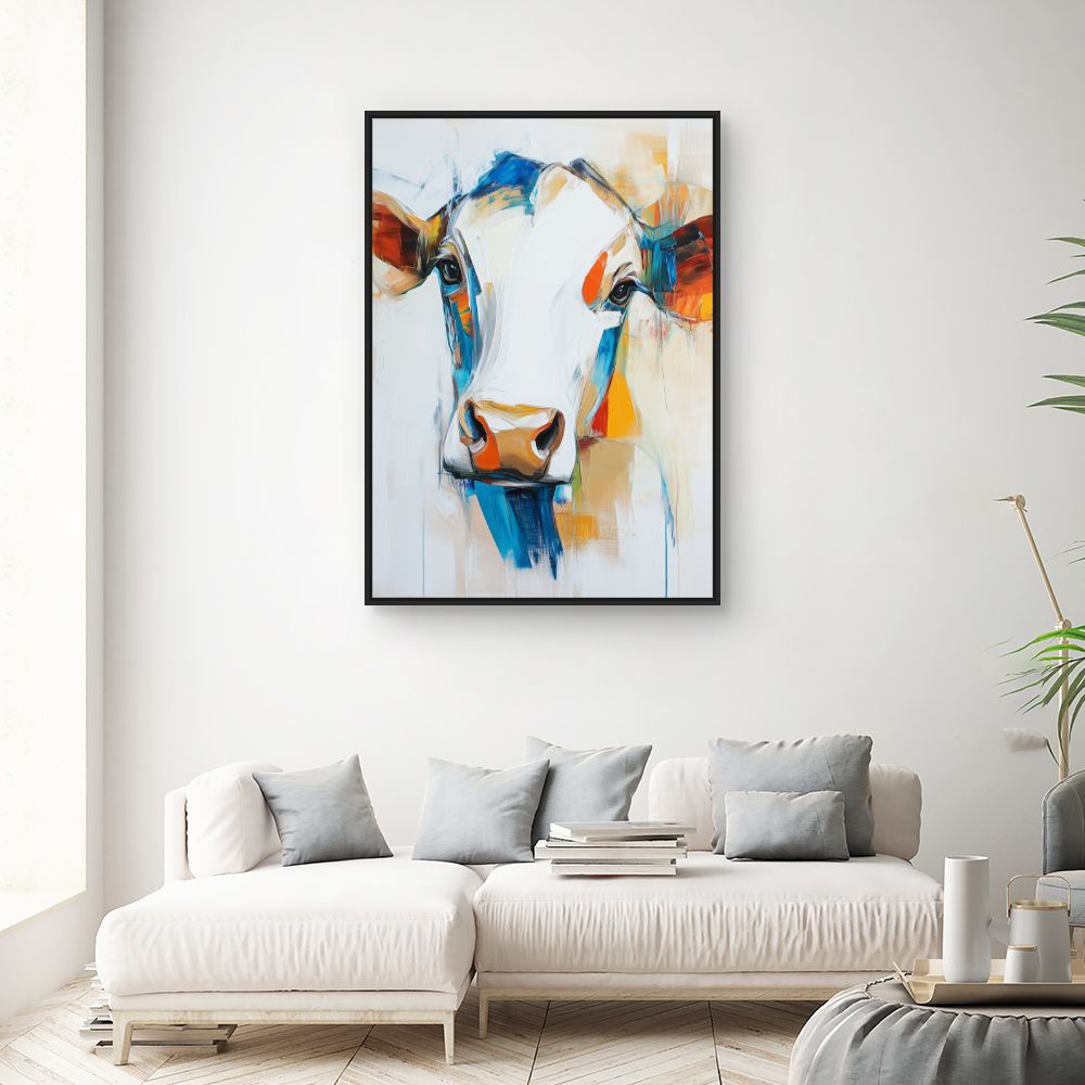Toile "Portrait vache coloré"