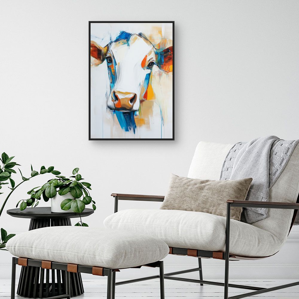 Toile "Portrait vache coloré"