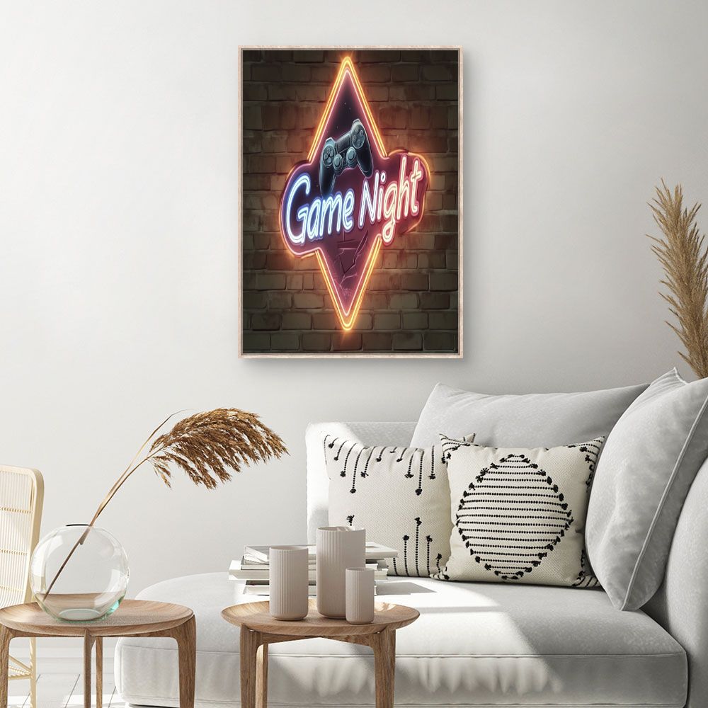 Toile Game Night vibes – toile cadre naturel (slide 1, 60×90)