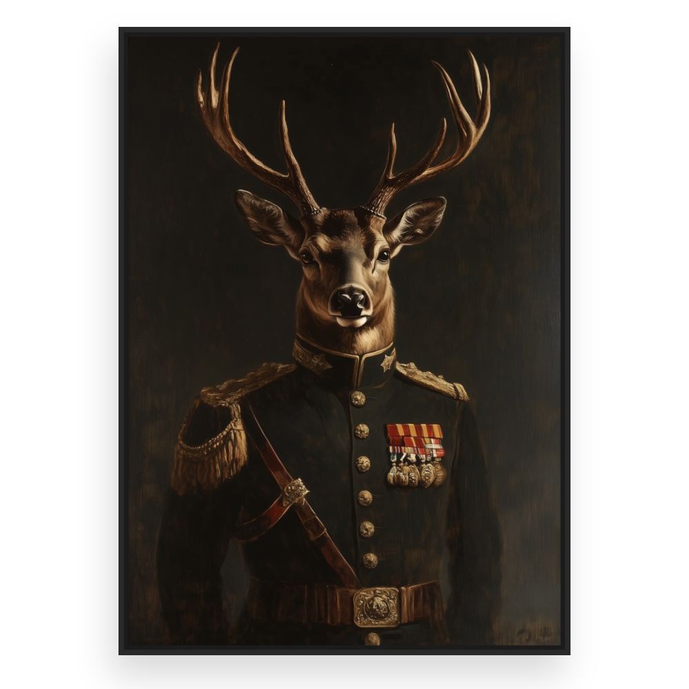 Toile Cerf majestueux élégant – toile cadre noir (slide 3)