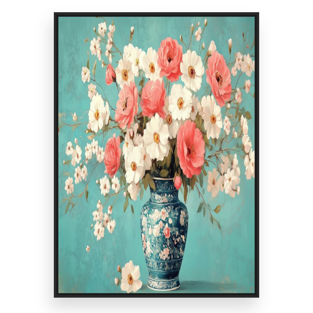 Toile Bouquet floral vintage – toile cadre noir (slide 3)