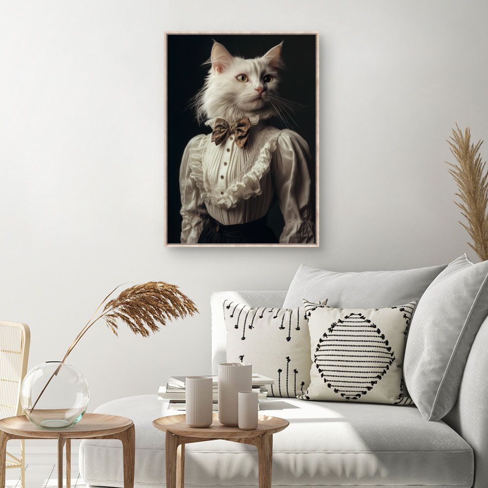Toile Chat élégant victorien – toile cadre naturel (slide 1, 60×90)