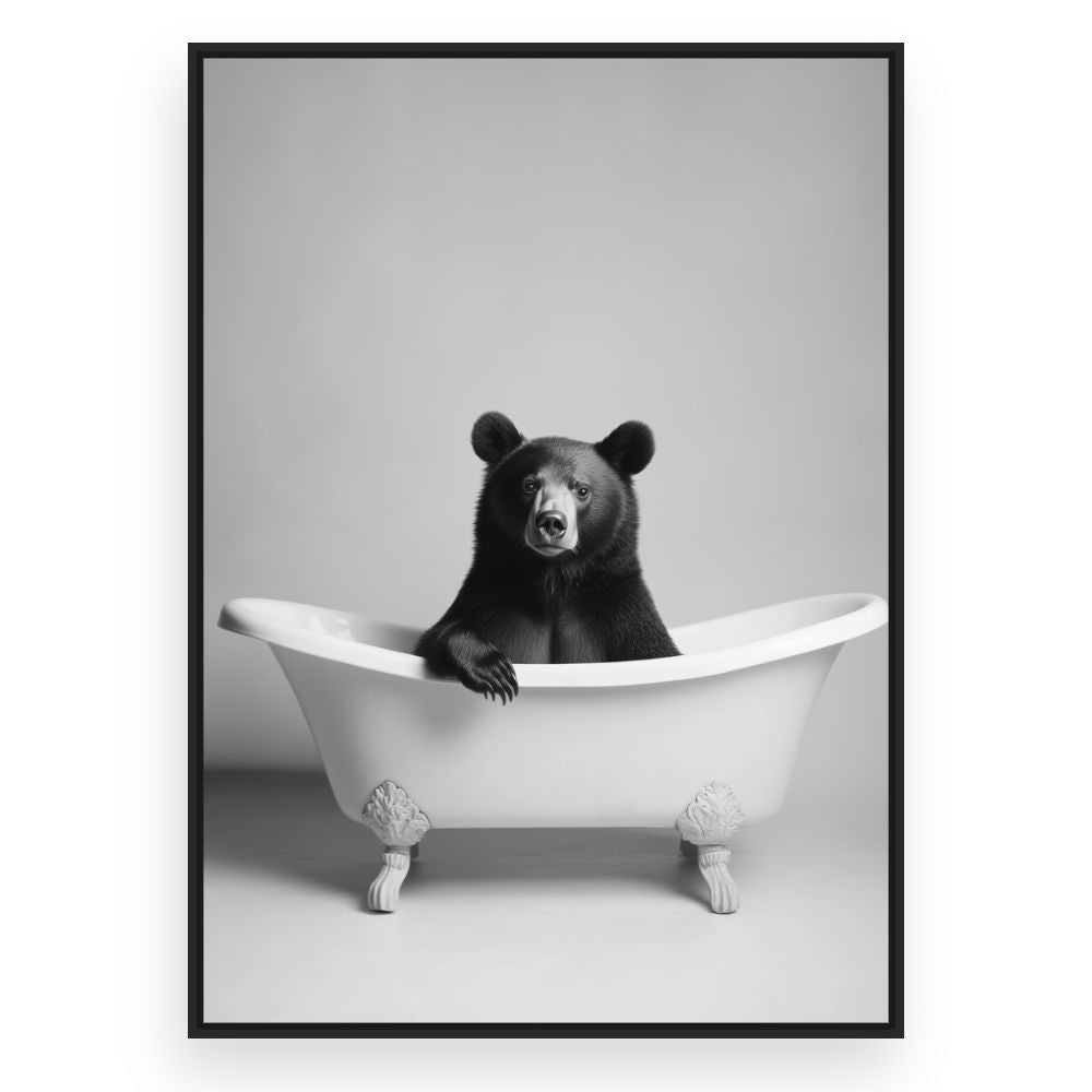 Toile Ours dans baignoire – toile cadre noir (slide 3)