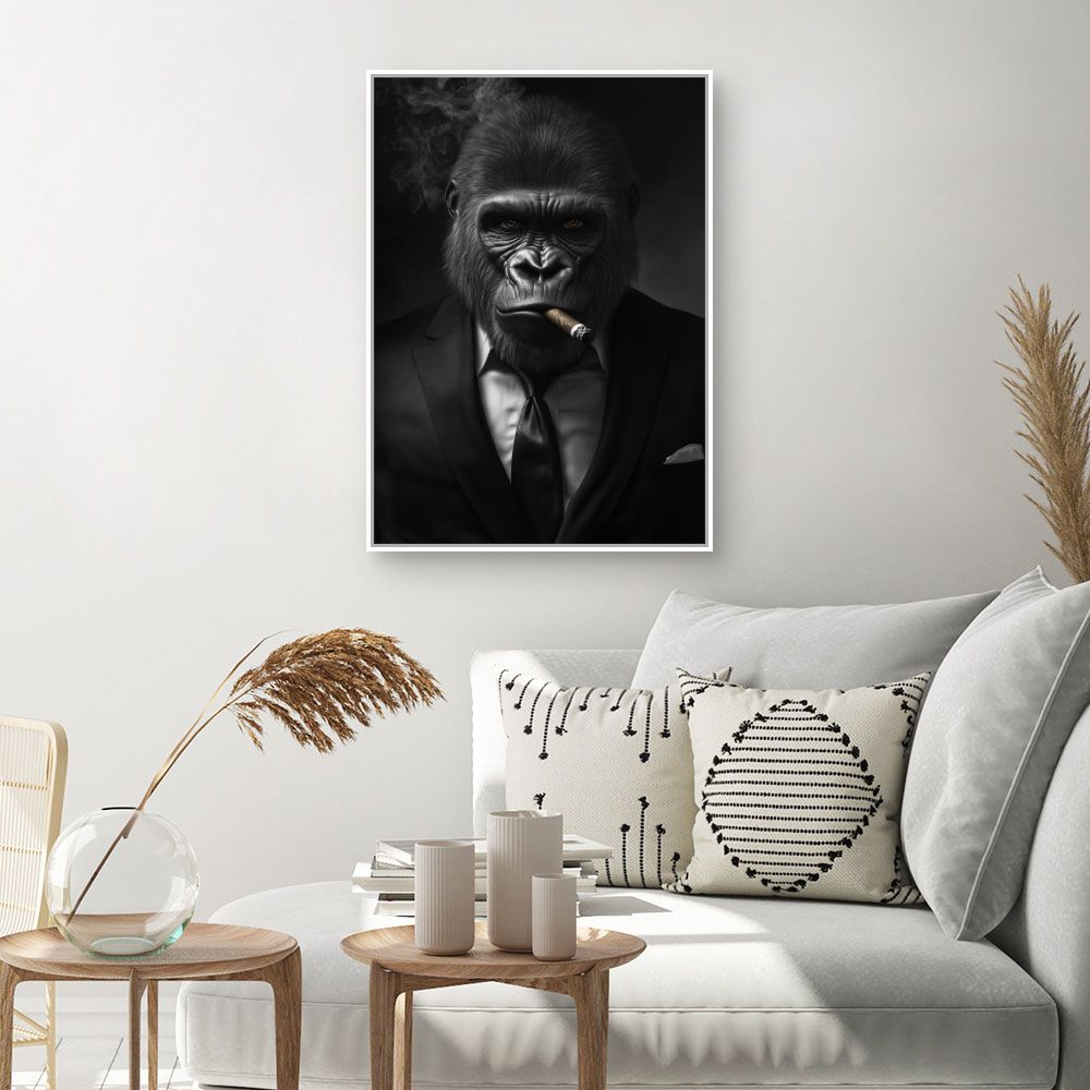 Toile "Gorille élégant fumeur"