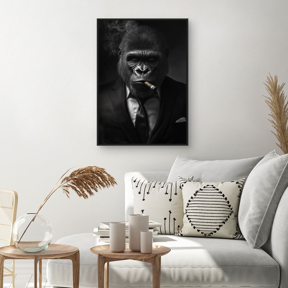 Toile "Gorille élégant fumeur"