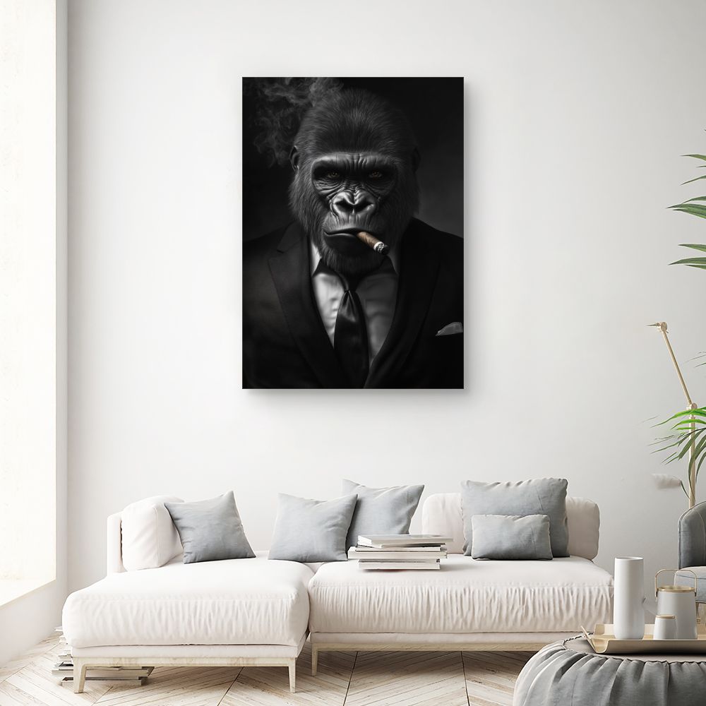Toile "Gorille élégant fumeur"