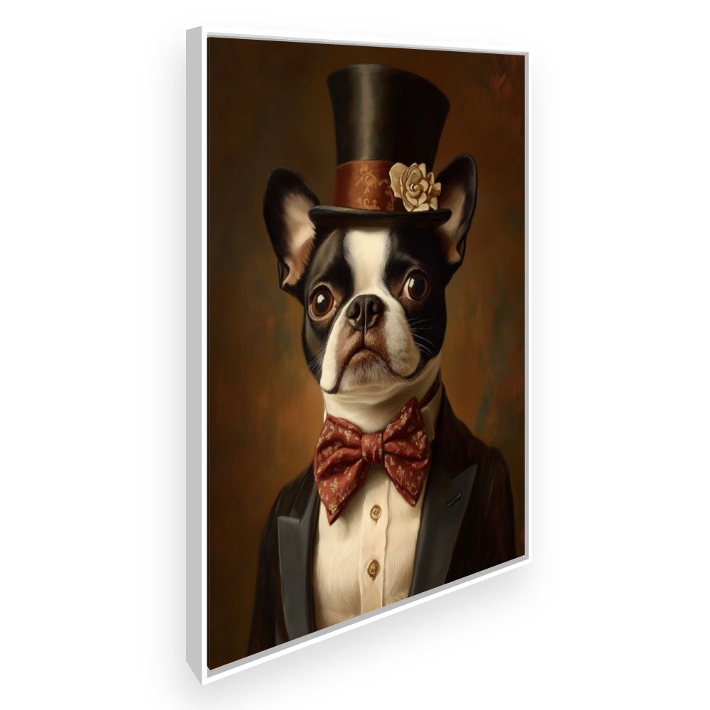 Toile Chien élégant sophistiqué – toile cadre blanc (slide 2)