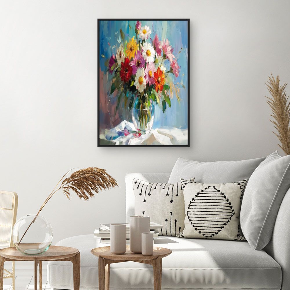 Toile "Bouquet fleuri vibrant"