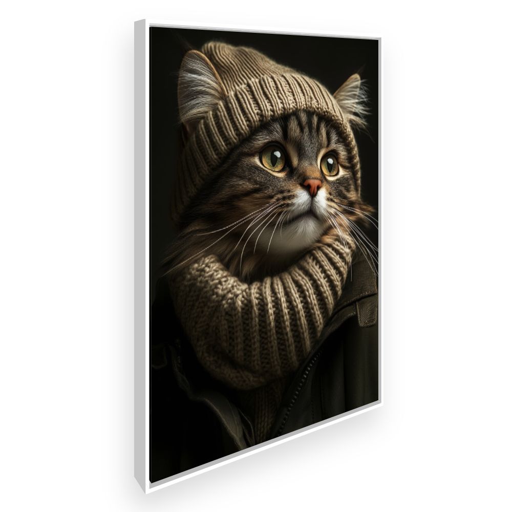 Toile Chat élégant – toile cadre blanc (slide 2)
