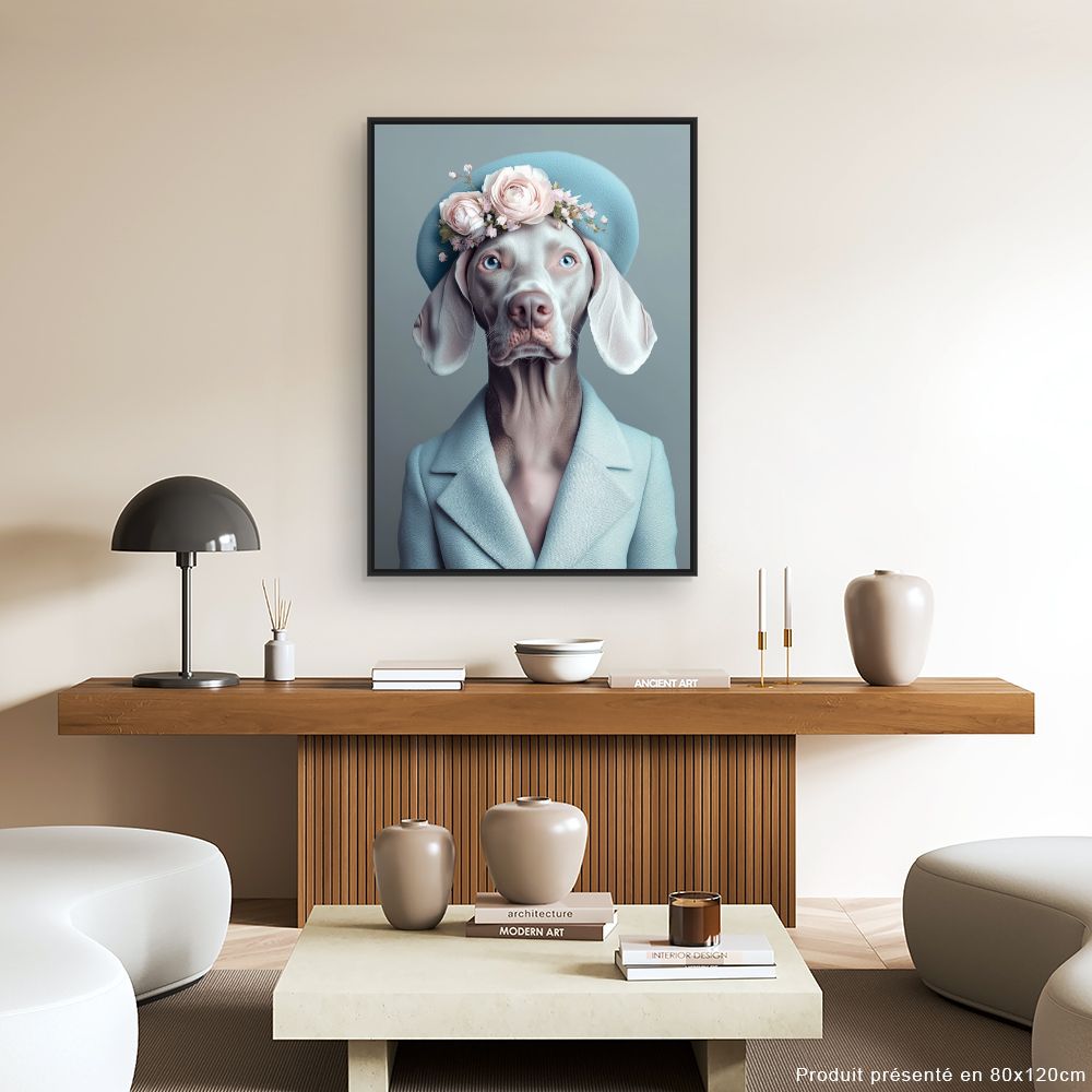 Toile "Chien chic fleuri"