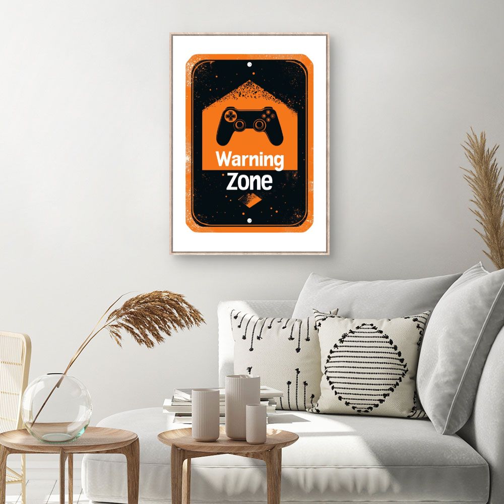 Toile Avertissement Gamer – toile cadre naturel (slide 1, 60×90)