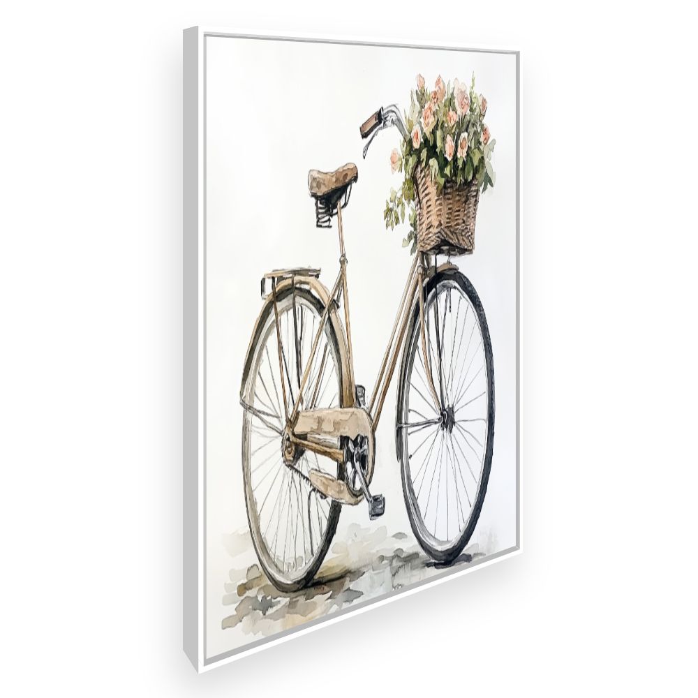 Toile Vélo fleuri élégant – toile cadre blanc (slide 2)
