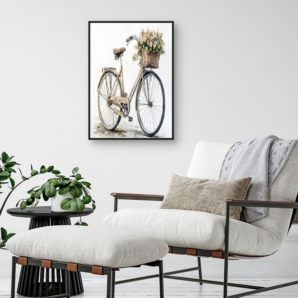 Toile "Vélo fleuri élégant"