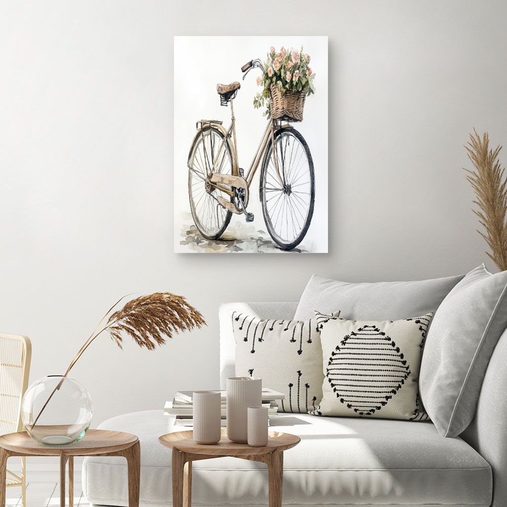 Toile "Vélo fleuri élégant"
