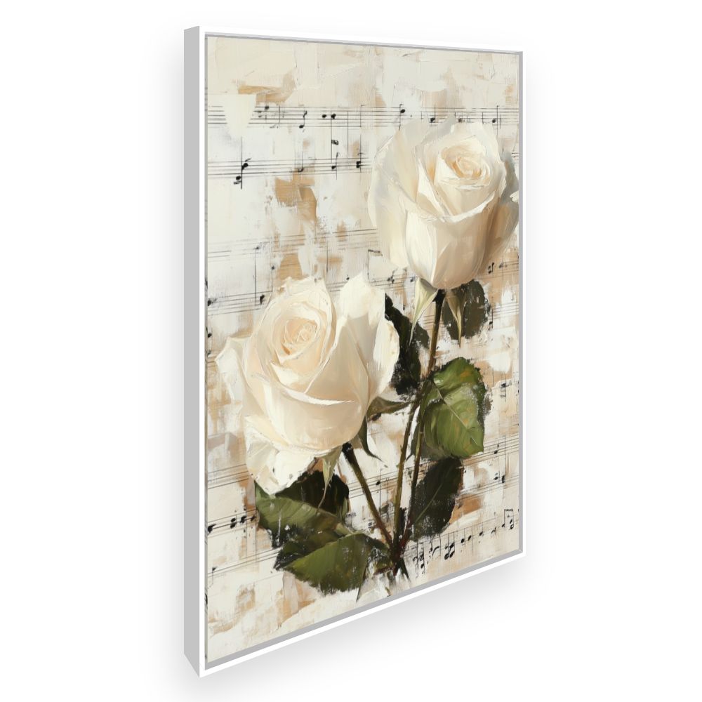 Toile Roses mélodieuses – toile cadre blanc (slide 2)