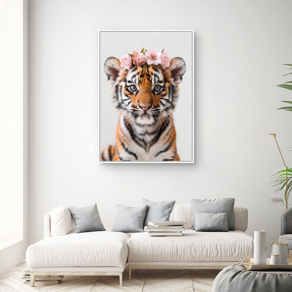 Toile "Tigre fleuri"