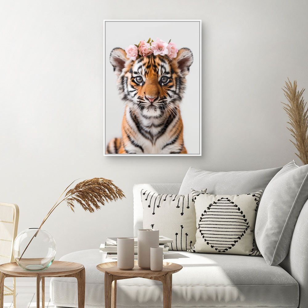 Toile "Tigre fleuri"