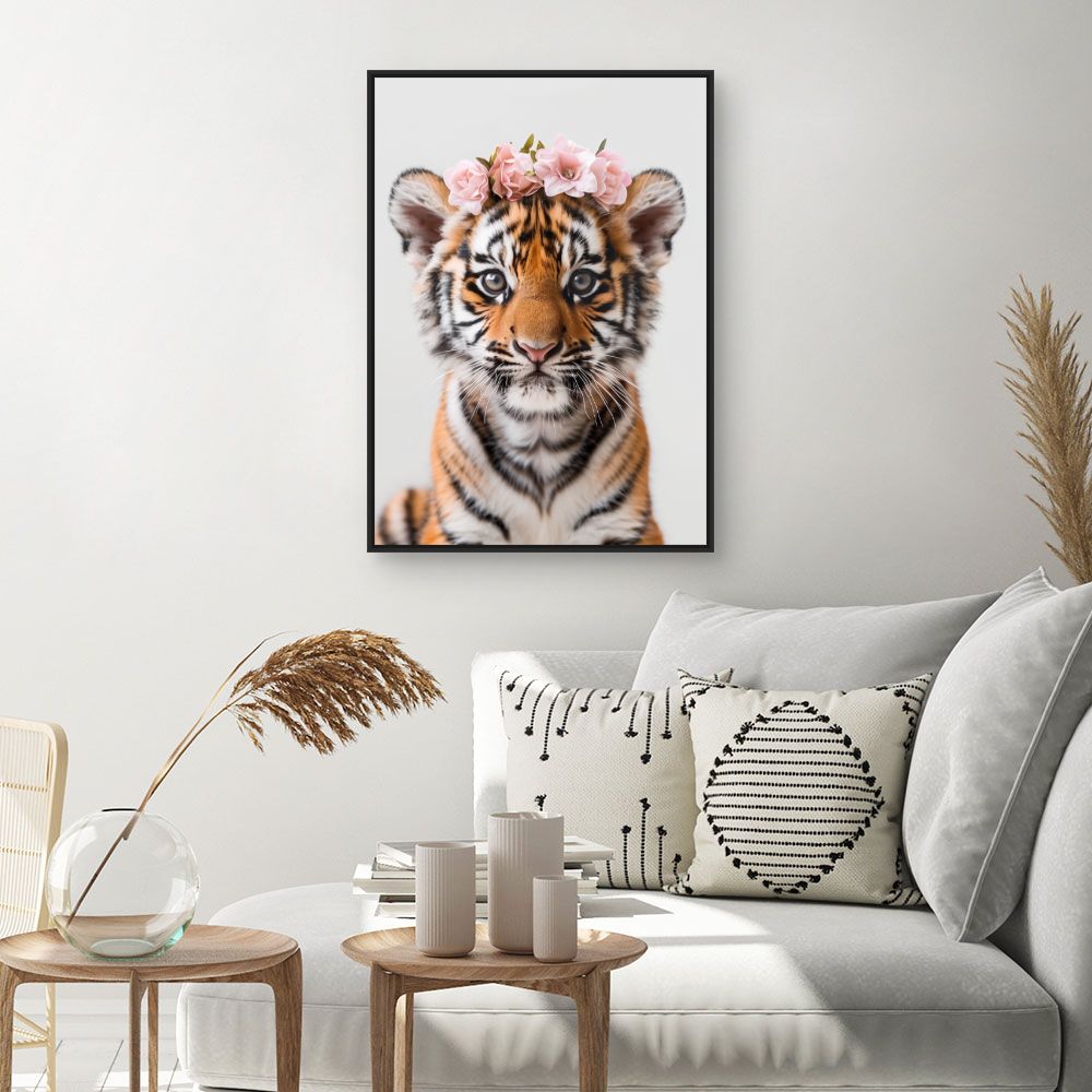 Toile "Tigre fleuri"